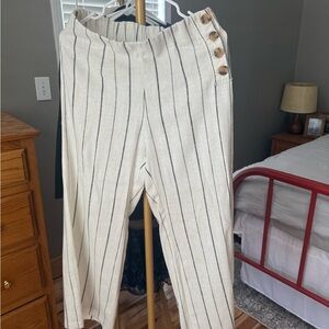 GAP Cream and Black Striped linen Pants